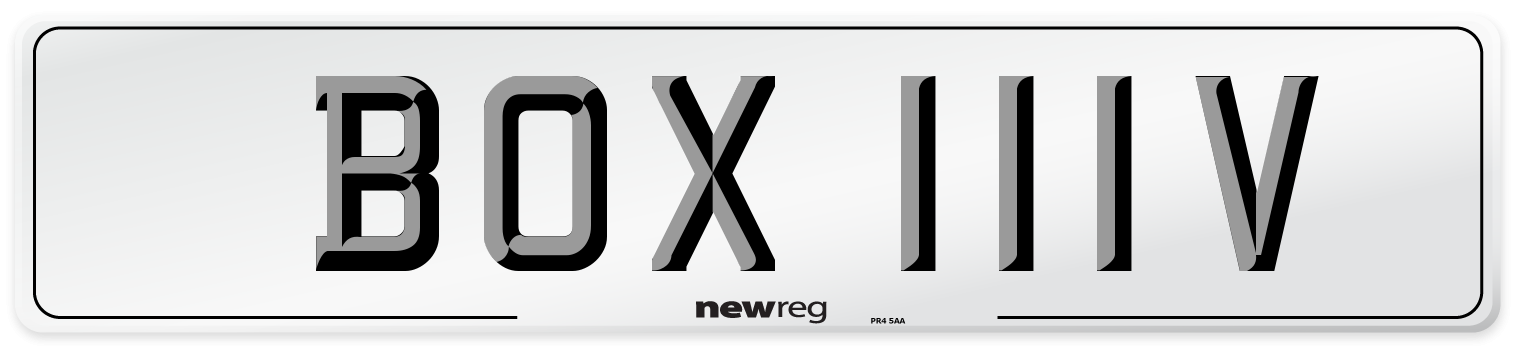BOX 111V Number Plate from New Reg
